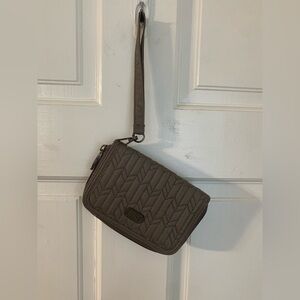Lug Rodeo Zip Around Arrow Organizer Wallet Wristlet RFID in Taupe Gray